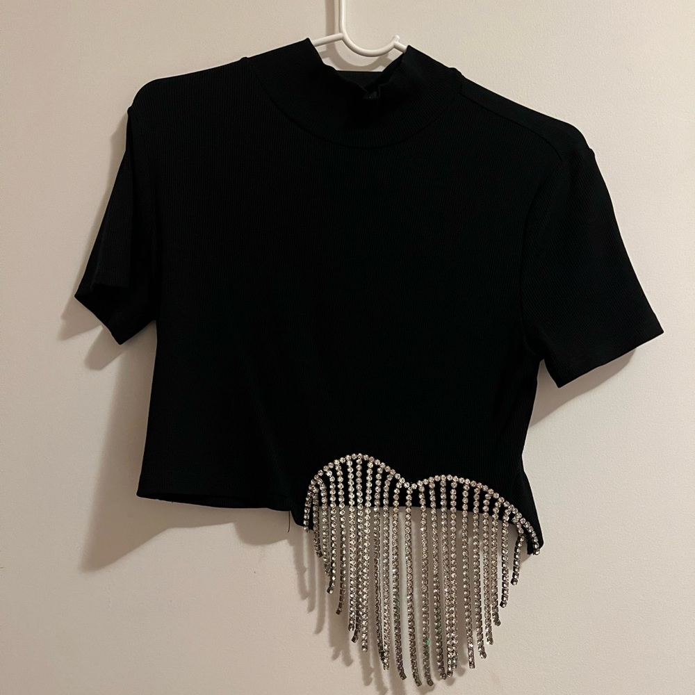 Rhinestone fringe top from Akira